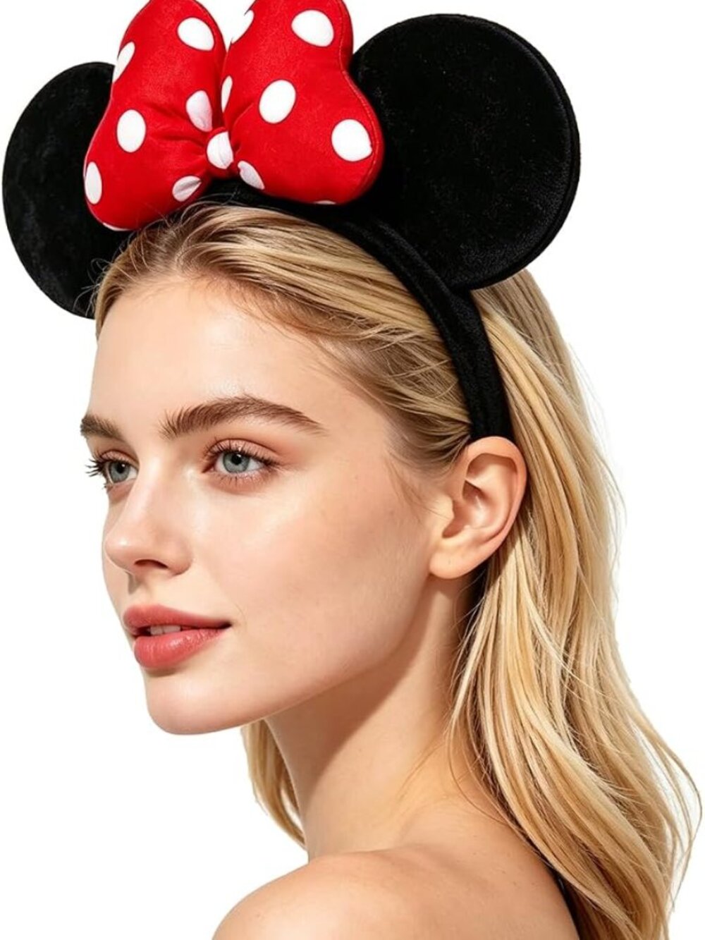 Handmade Mouse Ears Headband for Women and Ladies, Polka Dot Bow Mini Ears Costu